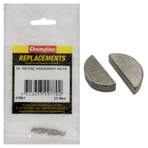 Champion C1705-1 Woodruff Key Metric 2 x 10mm - 10/Pack