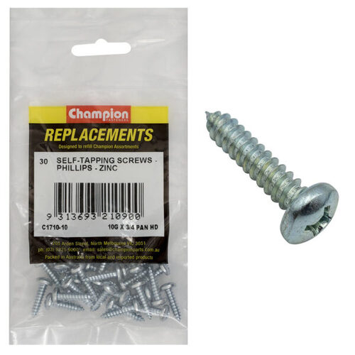 Champion C1710-10 Pan Head Self Tapping Screw 4.8 x 19mm - 30/Pack