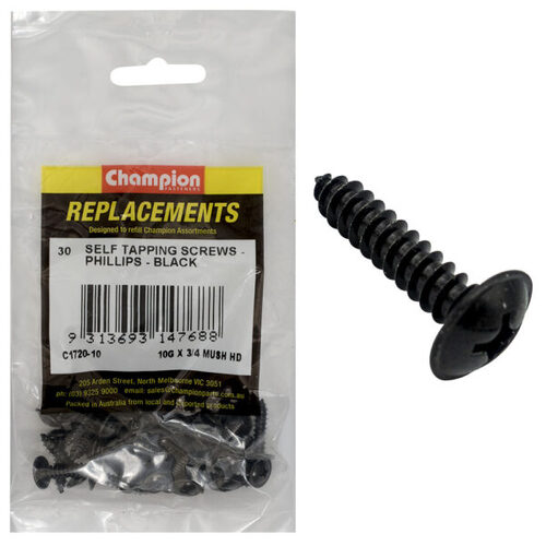Champion C1720-10 Mushroom Head Self Tapping Screw 4.8 x 19mm - 30/Pack