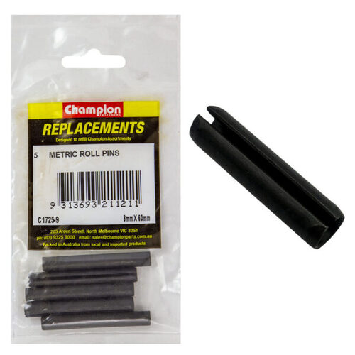 Champion C1725-9 Metric Roll Pin 8 x 60mm - 5/Pack