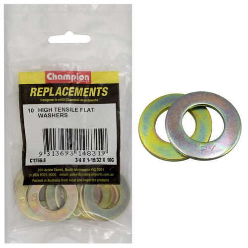 Champion C1755-8 Flat Washer High Tensile 3/4 x 1-15/32" x 10G - 10/Pack