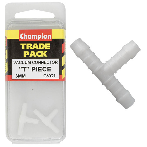 Champion CVC1 Vacuum Connector Equal T Piece 3mm - Box of 6 (3 Packs of 2)