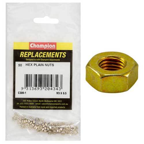 Champion C300-1 Plain Hex Nut M3 x 0.5mm -  50/Pack