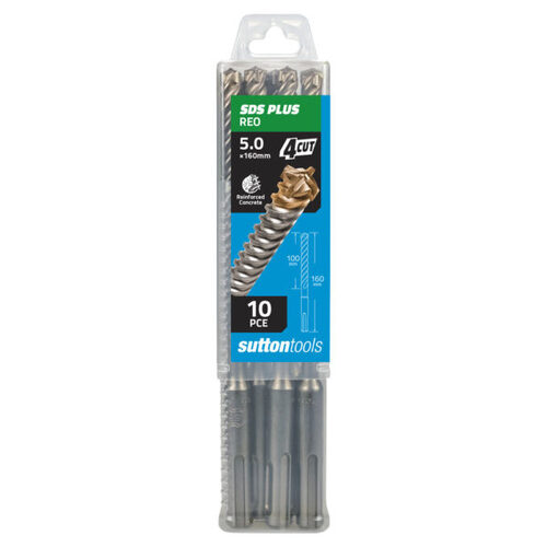 Sutton D6820500 5mm SDS Plus Masonry Drill Bit 4 Cut 160mm TCT ,Pack of 10