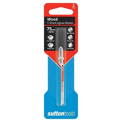 Sutton H4300752 Jigsaw Blade Wood Curved Clean Cut 75mm 19 TPI 2 Pack