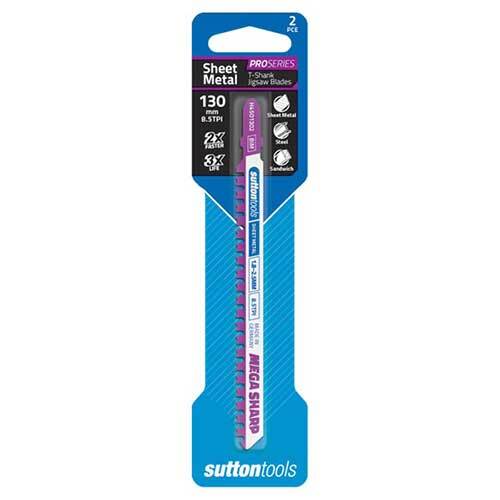 Sutton H4501302 Jigsaw Blade Sheet Metal Megasharp 130mm 8.5 TPI 2 Pack
