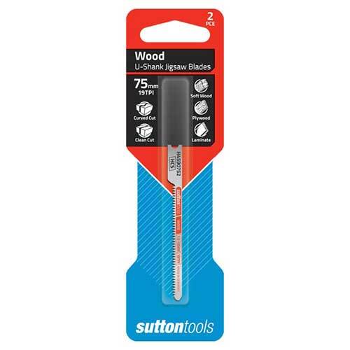 Sutton H4590752 Jigsaw Blade U-Shank Wood Curved Clean Cut 75mm 19 TPI 2 Pack