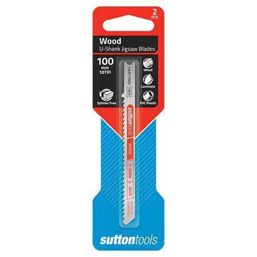 Sutton H4611002 Jigsaw Blade U-Shank Wood Splinter Free 100mm 10 TPI 2 Pack