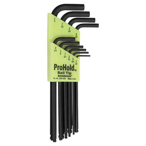 Bondhus BD74938 Pro Hold Tip Ball End L-Wrench Set ( 1/16 - 1/4") 10 Pieces