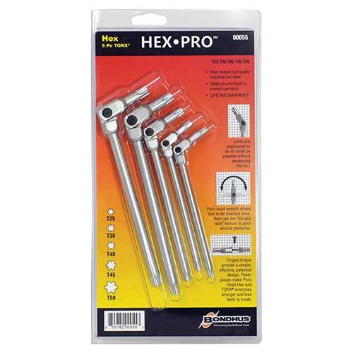 Bondhus BD00055 Torx and Hex Tip (T25 to T50) 5 Pieces