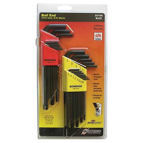 Bondhus BD20199 Ball End L-Wrench Multi Pack 22 Pieces