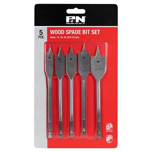 P&N 166044647 5 piece Spade Bit Set 12mm - 25mm Carbon Steel