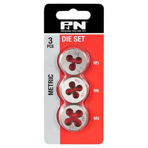 P&N 166044654 3 Piece Metric Button Die Set - 1" OD - Carbon Steel