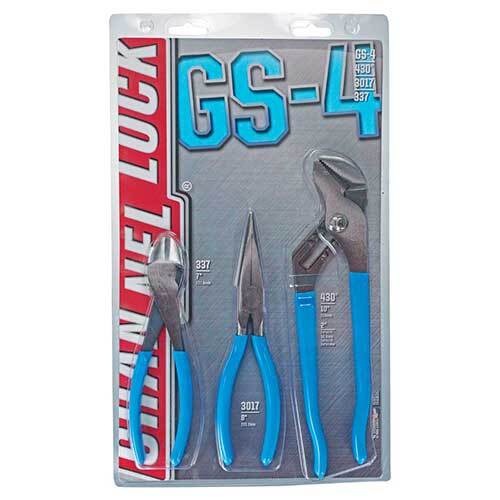 Channellock GS4 Diagonal Cutter,Long nose,Tongue, Groove Plier Set 3Pcs