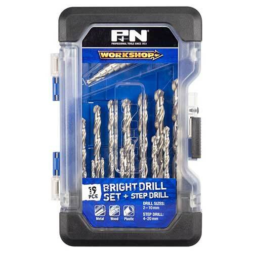 P&N 149060015 Workshop Bright Drill Set plus Step Drill 19 Pcs
