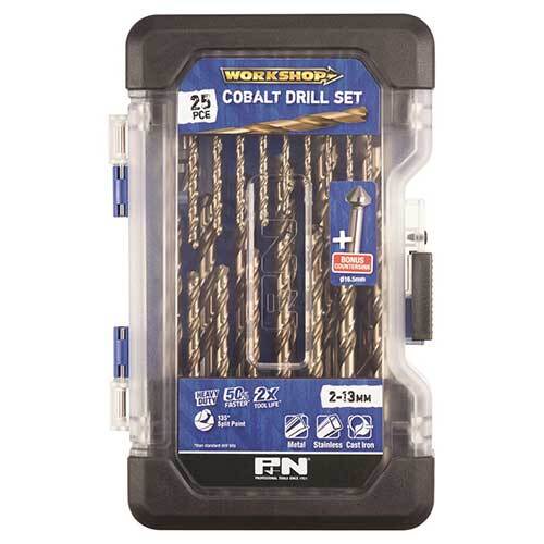 P&N 149060006 Workshop Cobalt HSS Drill Set plus Countersink -  25 Pcs