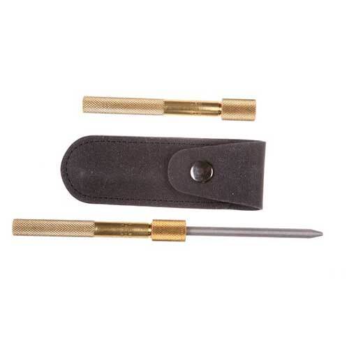 Eze-Lap M Round Sharpener 3-1/4 x 1/4" Shaft in Brass Handle,Pouch w/ Belt Loop