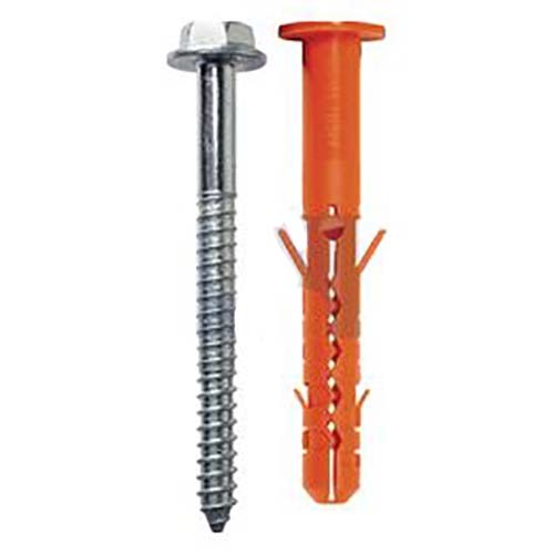 Mungo MBRK-STB Nylon Frame Plug W/ Collar & Hex Screw T40 60mm Zinc - Pack of 100