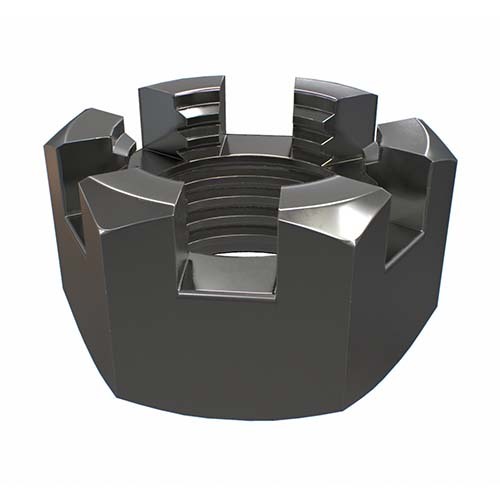 M8 x 1mm Metric Fine Hex Slotted Nut Class 5 Zinc Plated  - Pack of 50