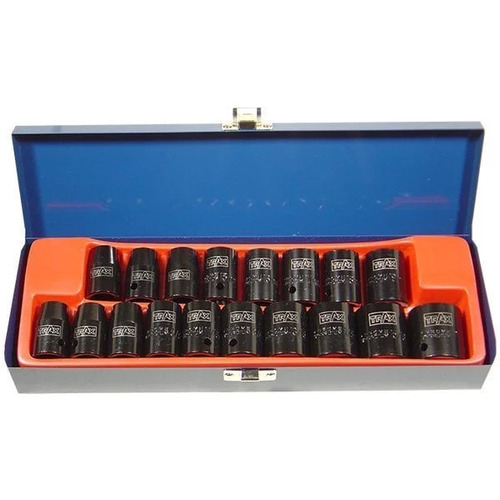 Trax AS-419C 1/2" Dr. Combination Metric & SAE Impact Socket Set 18Pc