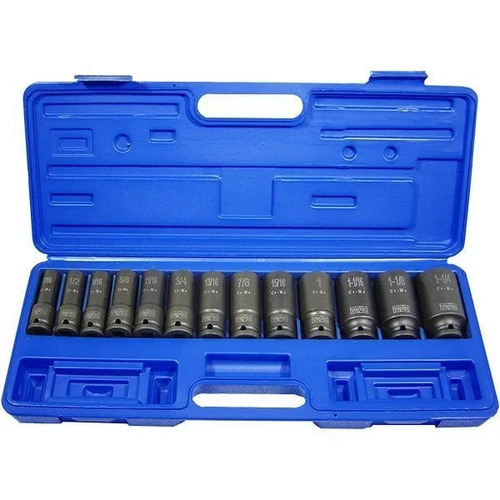 Trax AD-4014SB 1/2" Drive Deep Imperial Impact Socket Set, 13Pc Set
