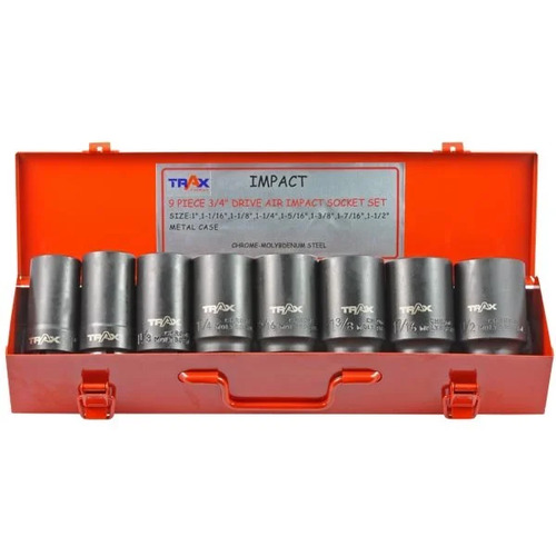 Trax AD-6009S 3/4" Drive 6PT Deep Imperial Impact Socket Set, 8Pc Set