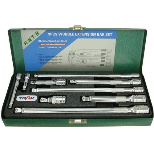 Trax ARX-4320091EXW 1/4", 3/8" & 1/2" Dr. Wobble Extension Bar Set 9Pc