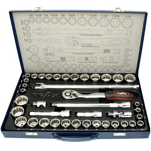 Trax ARX-12040 1/2" Drive Socket Set, MM & SAE, 40pcs