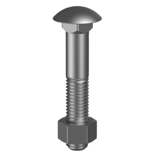 7/16 x 1-1/2" UNC Cup Head Bolt & Nut Grade 8 Zinc Plated  - Box of 100