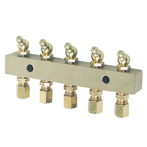 Alemlube Header Block 5 Outlet Fittings and Grease Nipples 6135
