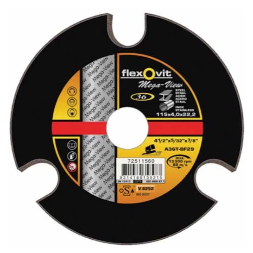 Flexovit Grinding Wheel, Depressed 125 x 4.0 x 22.23mm 36 Grit - Pack of 20