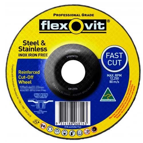 Flexovit Cut Off Wheel Iron Free Std 180 x 3.4 x 22.23mm - Pack of 10