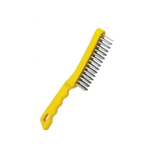Flexovit Wire Scratch Brush Plastic Handle Brass Yellow 4-Row