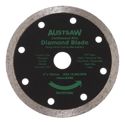 Austsaw 103mm (4") Diamond Blade Continuous Rim - 16mm Bore