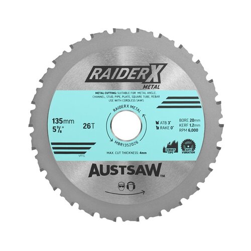 Austsaw 135mm RaiderX Metal Blade 20mm Bore 26T Teeth