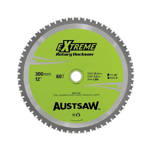 Austsaw 300mm (12") Rotary Hacksaw Blade - 25.4mm Bore - 60 Teeth