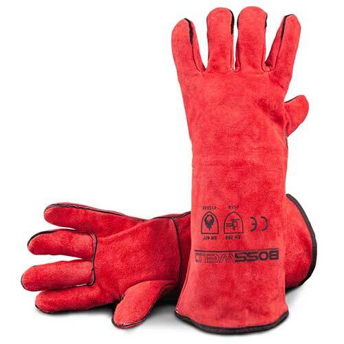 BossSafe Left Hand Red Heavy Duty Welding Gloves (Pair)