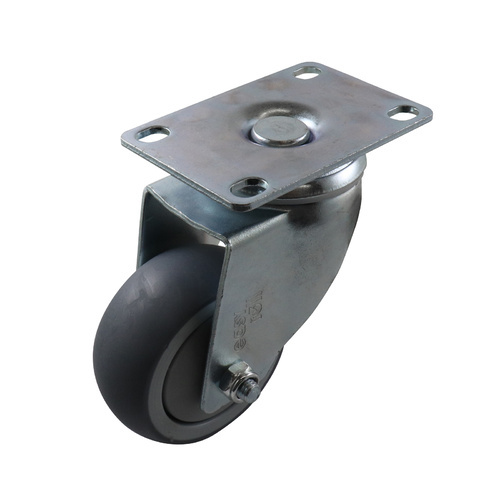 EasyRoll 75mm Grey Rubber Swivel Plate Mount Castor G6 80 kg  G62AZ44K75