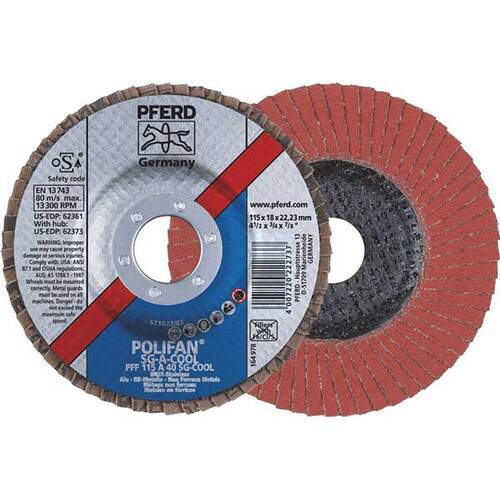 Pferd Polifan Flap Disc Premium Al Oxide COOL - 115mm 40 Grit - Pack of 10
