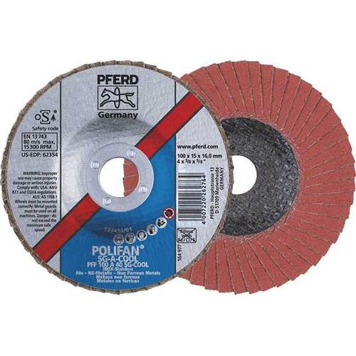 Pferd Polifan Flap Disc Premium Al Oxide COOL - 100mm 40 Grit - Pack of 10