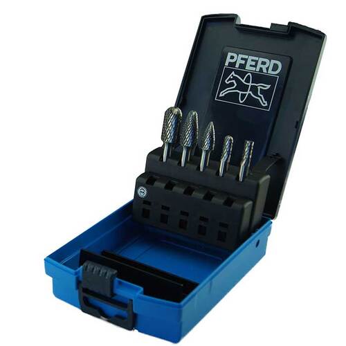 Pferd 5pc Burr Set 1/4" Shank Tungsten Carbide - Cut Tough 26006171