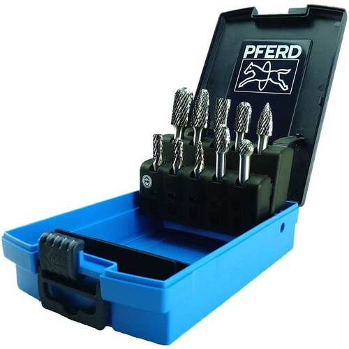 Pferd 10pc Burr Set 1/4" Shank Tungsten Carbide - Cut Tough 26006172
