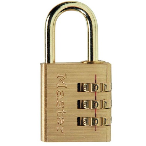 Master Lock 30mm Brass Plated Aluminium Combination Luggage Padlock - Box of 6