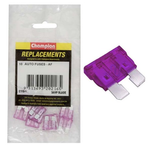 Champion C110-1 Blade Fuse AF 3 Amp Violet - 10/Pack