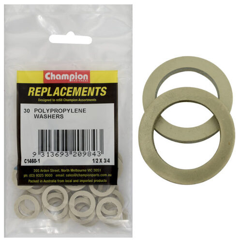Champion C1460-1 Polypropylene Washer 1/2 x 3/4 x 3/32" - 30/Pack