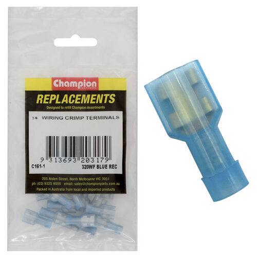 Champion C161-1 Crimp Terminal Blade Female Insulated 320 WF Blue - 14/Pack