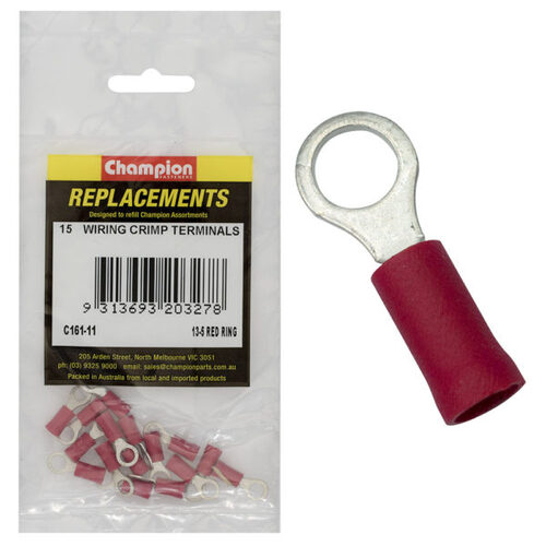 Champion C161-11 Crimp Terminal Ring 13-5 Red - 15/Pack
