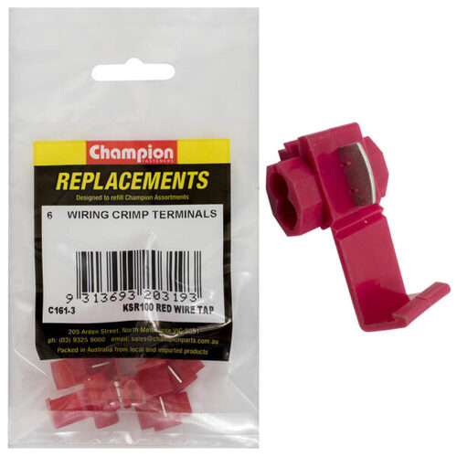 Champion C161-3 Self Stripping Wire Tap KSR100 Red - 6/Pack