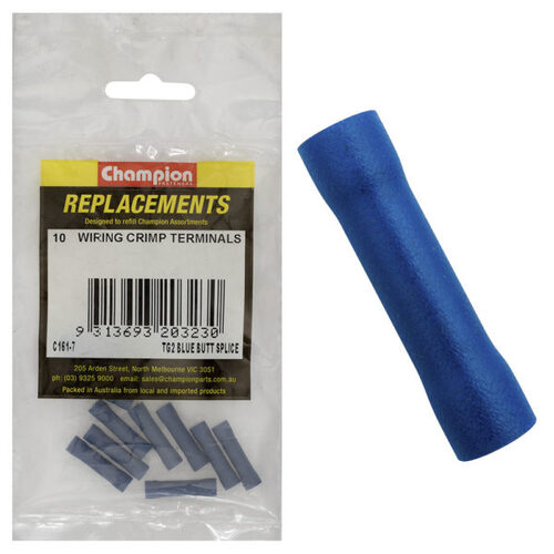 Champion C161-7 Crimp Terminal Butt Splice TG 2 Blue - 10/Pack