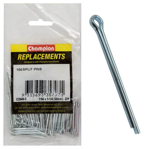 Champion C2540-3 Split Pin 7/64 x 1-1/4" Zinc Plated - 100/Pack